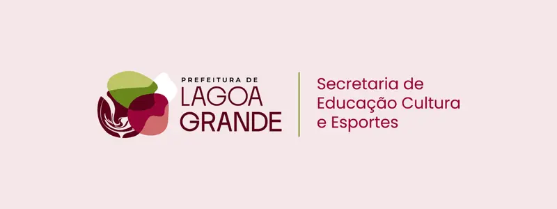 Logo da Prefeitura de Lagoa Grande com ilustração estilizada ao lado e texto “Secretaria de Educação Cultura e Esportes” em fundo claro