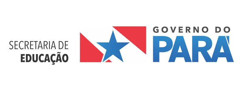 Logo da Secretaria de Educação do Pará - SEDUC/PA com estrela azul central e formas vermelhas ao redor, acompanhada do texto Governo do Pará.
