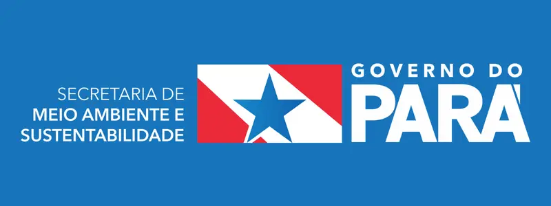 Logotipo da Secretaria de Meio Ambiente e Sustentabilidade do Governo do Pará - SEMAS com estrela azul em fundo vermelho e branco
