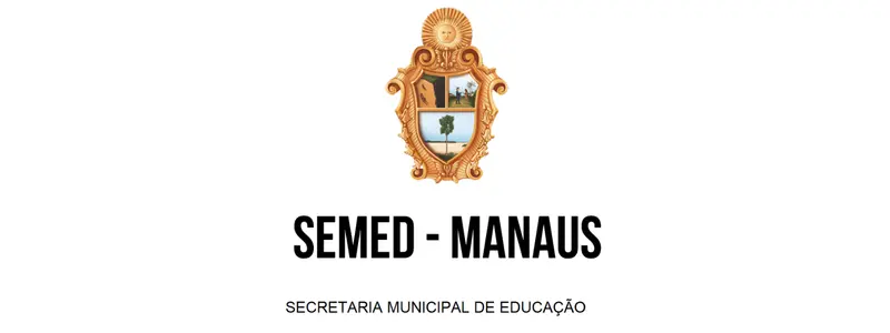 Logotipo da SEMED Manaus com brasão dourado e texto Secretaria Municipal de Educação.