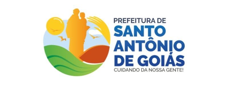 Santo Antônio de Goiás abre seleção c/ 67 vagas na Educação 1 Logotipo da Prefeitura de Santo Antônio de Goiás com ilustração de paisagem, família, sol e pássaros, acompanhado do lema "Cuidando da nossa gente"