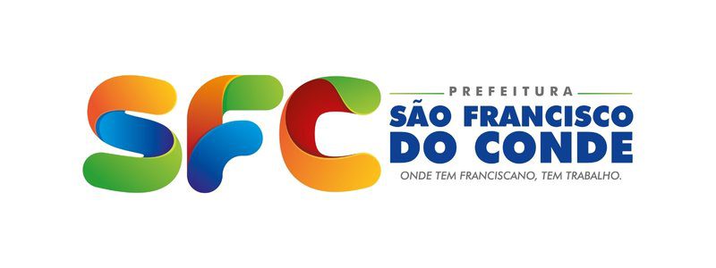 Logotipo colorido da Prefeitura de São Francisco do Conde com as iniciais SFC e o lema "Onde tem franciscano, tem trabalho"