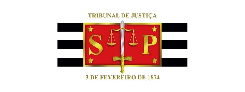 Logo do Tribunal de Justiça de São Paulo - TJSP com uma balança e uma espada ao centro, letras "S" e "P" em dourado e a data 3 de fevereiro de 1874.
