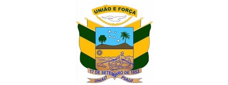 Prefeitura de União PI abre 266 vagas em processo seletivo 1 Brasão do município de União-PI com escudo central, bandeiras laterais, a inscrição "União e Força" no topo e a data "17 de Setembro de 1853" abaixo.