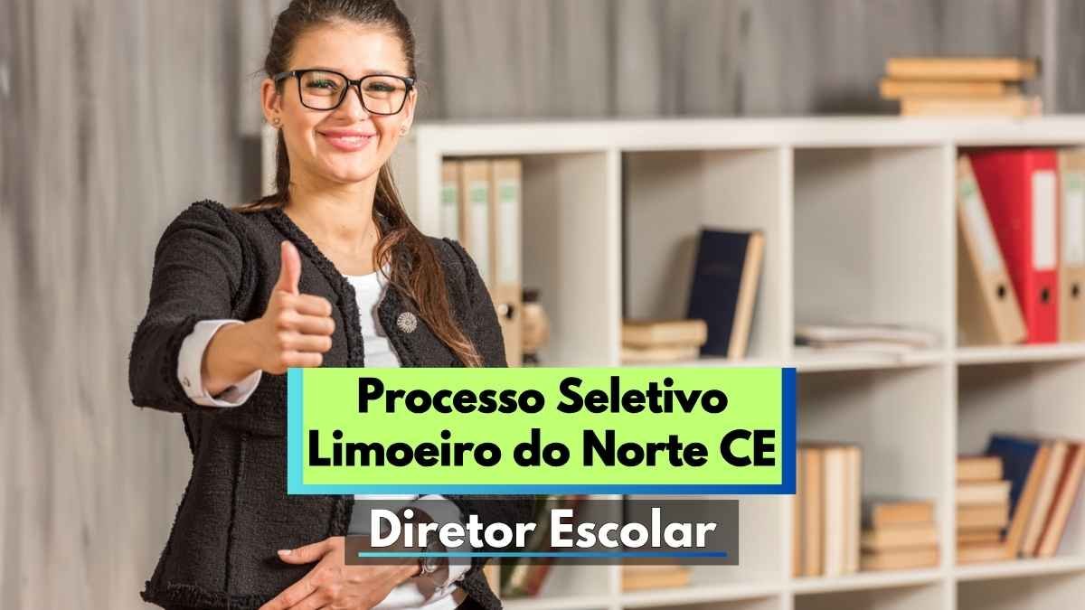 PSS em Limoeiro do Norte - CE abre 29 vagas de até R$ 7 mil 1 Imagem de uma mulher sorridente usando óculos e traje formal escuro, fazendo sinal de positivo com o polegar da mão direita. Ao fundo, há uma estante com livros, pastas e documentos organizados, remetendo a um ambiente educacional ou administrativo. Em destaque, aparece uma faixa com os dizeres “Processo Seletivo Limoeiro do Norte CE – Diretor Escolar”, indicando uma seleção pública para cargos na área da educação.