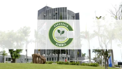Logotipo do Consórcio CEMMIL sobreposto à fachada da Prefeitura de Mogi Guaçu, processo seletivo CEMMIL Mogi Guaçu SP