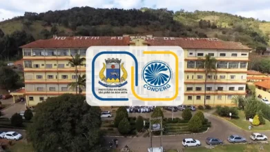 Hospital Regional de São João da Boa Vista com logos da Prefeitura e do CONDERG em destaque sobre a imagem do prédio
