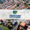 Imagem do processo seletivo Nova Porteirinha MG com logotipo da Prefeitura Municipal e vista aérea da cidade