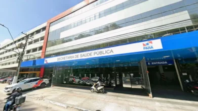 Fachada da Secretaria de Saúde Pública do Pará, órgão do processo seletivo SESPA