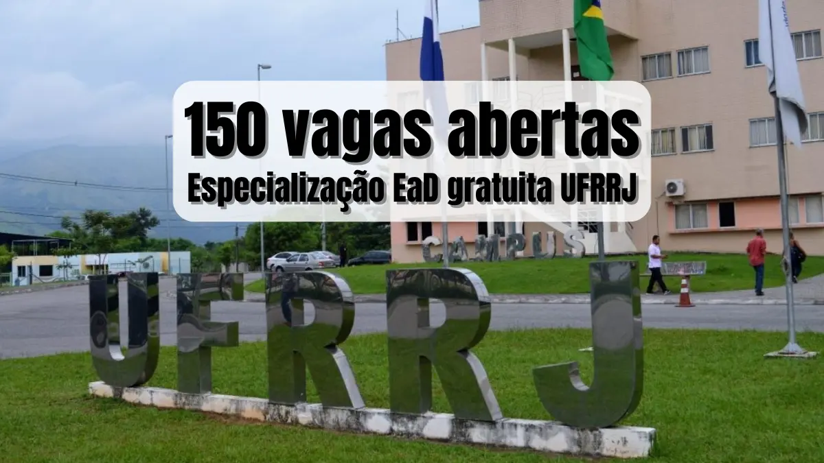 UFRRJ abre 150 vagas para especialização EaD gratuita em Ensino de Ciência; veja como participar 1 Especialização EaD gratuita UFRRJ: campus da universidade com destaque para anúncio de 150 vagas abertas